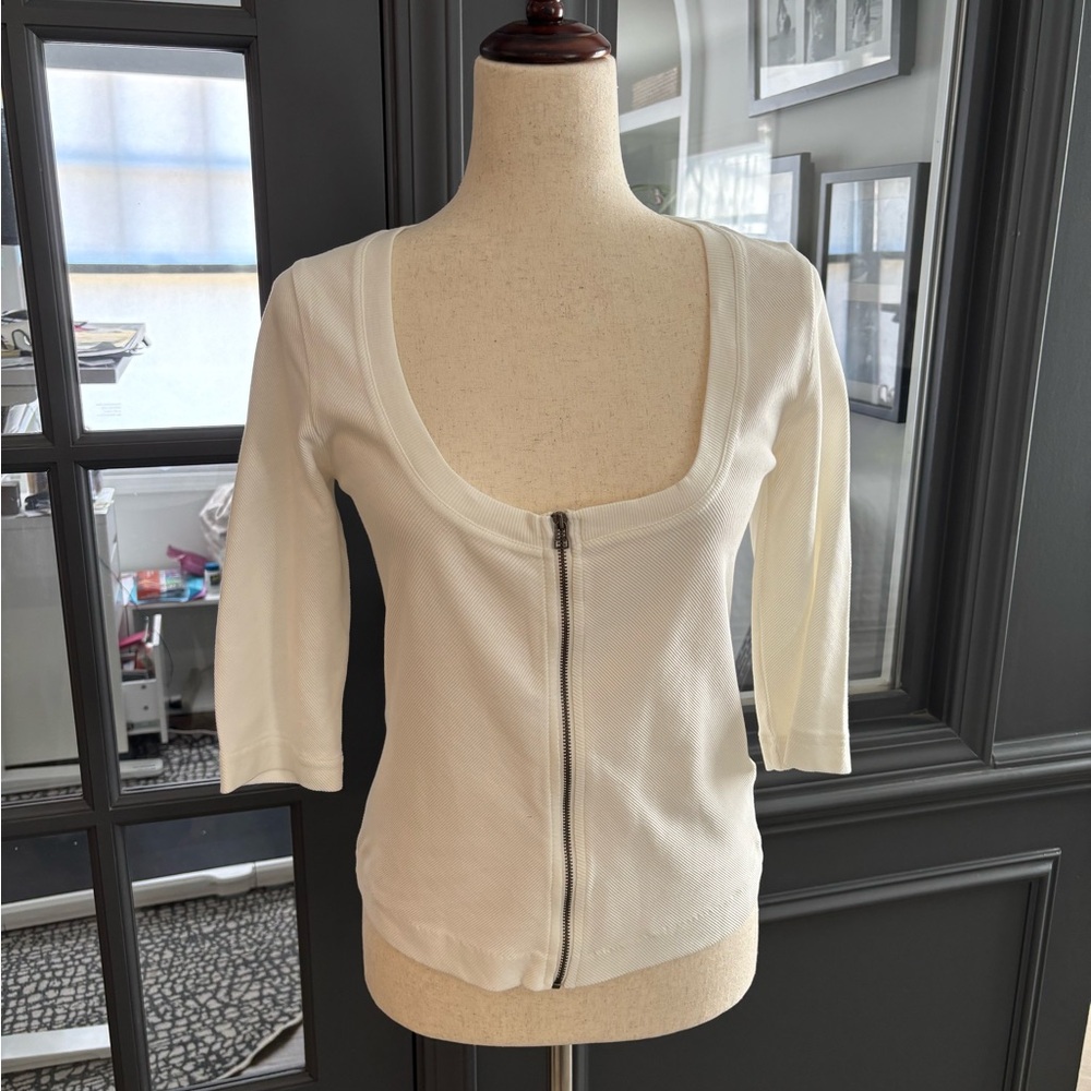 Maeve by Anthropologie White Zip-Up Top
